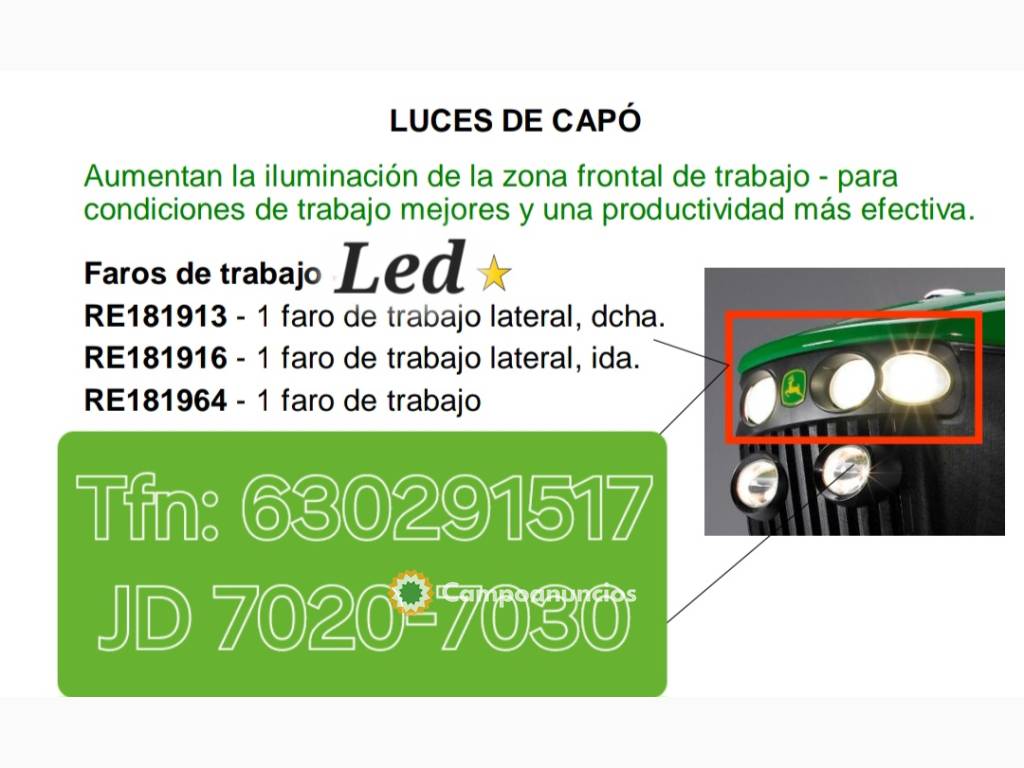 Faro Led  Capot Tractores Johndeere 7020